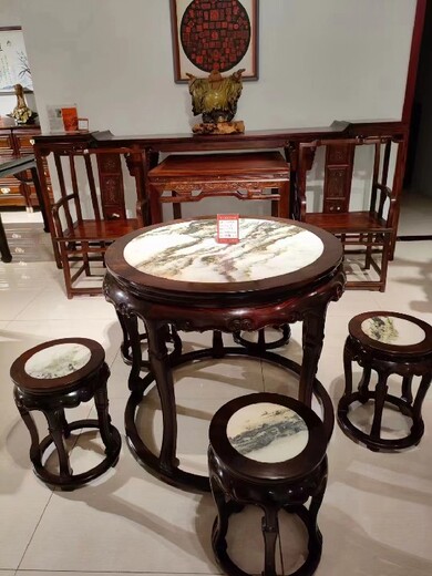 江苏造型古典美大红酸枝餐桌造型古典美