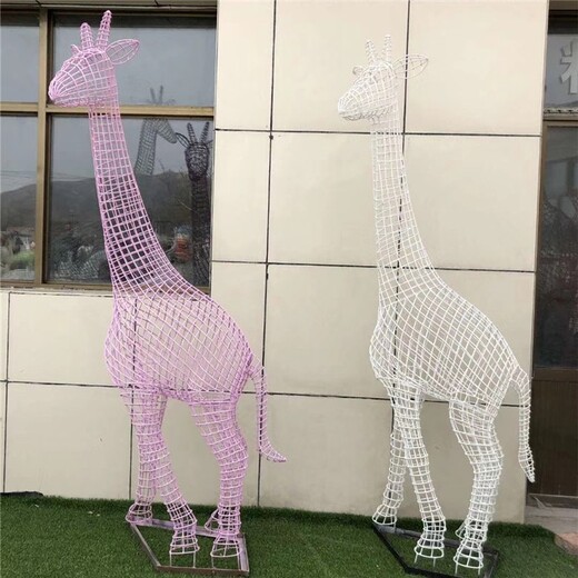 不锈钢镂空长颈鹿雕塑切面动物雕塑加工厂