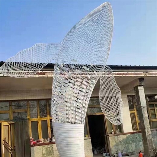 大型鯨魚不銹鋼雕塑鐵藝編織鯨魚雕塑制作加工