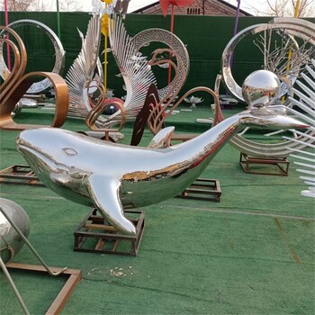 大型鯨魚不銹鋼雕塑不銹鋼海洋動物雕塑定制