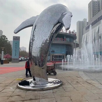 不銹鋼鯨魚雕塑幾何切面鯨魚雕塑加工定制