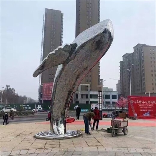 不锈钢发光鲸鱼雕塑抽象发光鲸鱼雕塑加工定制