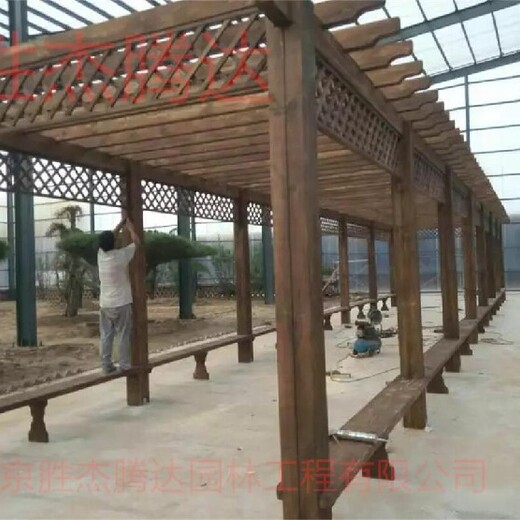 西城私家花園設計防腐木花架木廊架