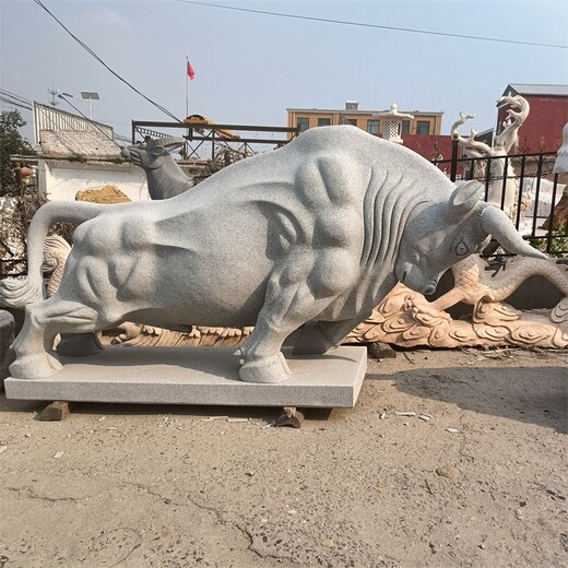 曲阳县户外石牛雕塑，开荒牛雕塑制作厂家,石雕动物大全
