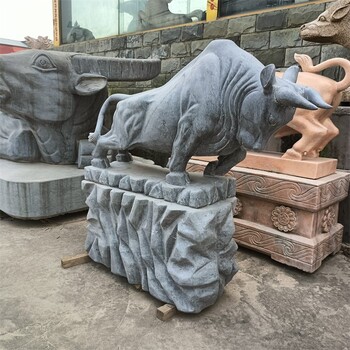 花岗岩石牛雕塑，开荒牛雕塑定制厂家,石雕动物大全