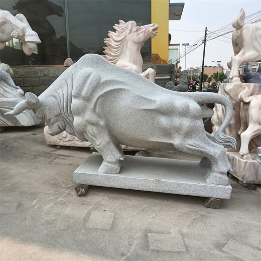 曲阳县大型小区石雕牛雕塑摆件