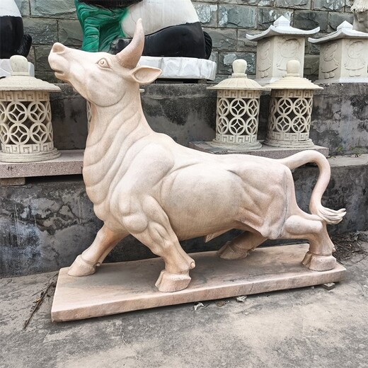 曲阳县华尔街牛雕塑，石雕牛雕塑厂家