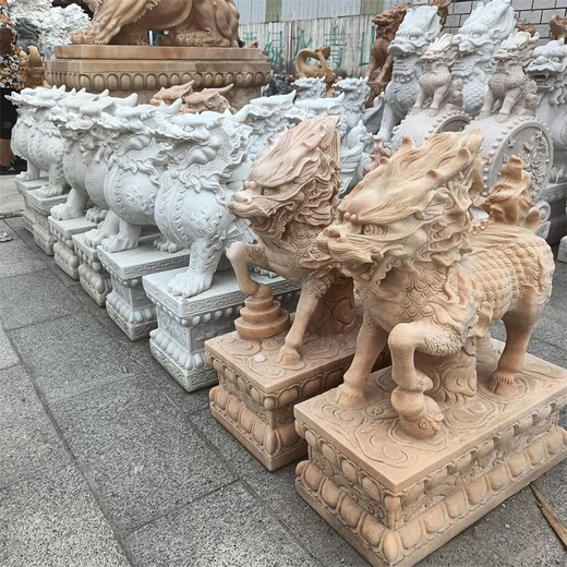 供應(yīng)園林石雕麒麟安裝