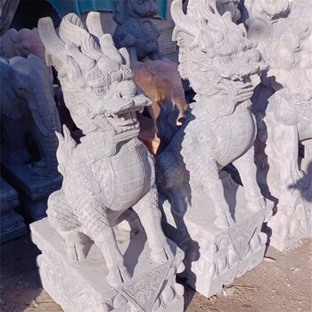 仿古石雕麒麟擺件