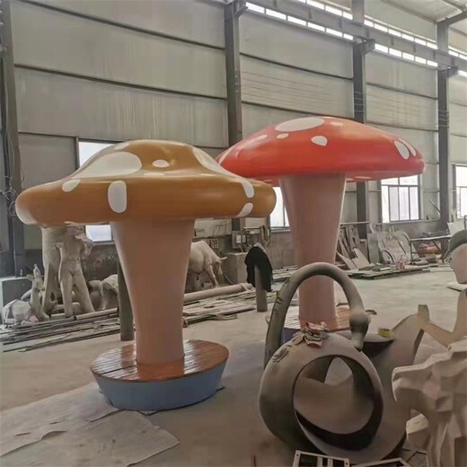 曲阳县景区不锈钢蘑菇雕塑小品