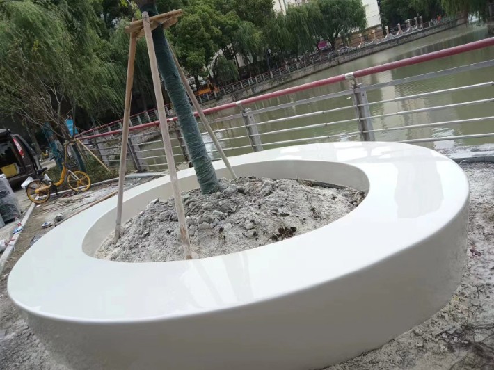 淄博转型旅游城市景观艺术水洗石地坪景区现浇泰科磨石坐凳