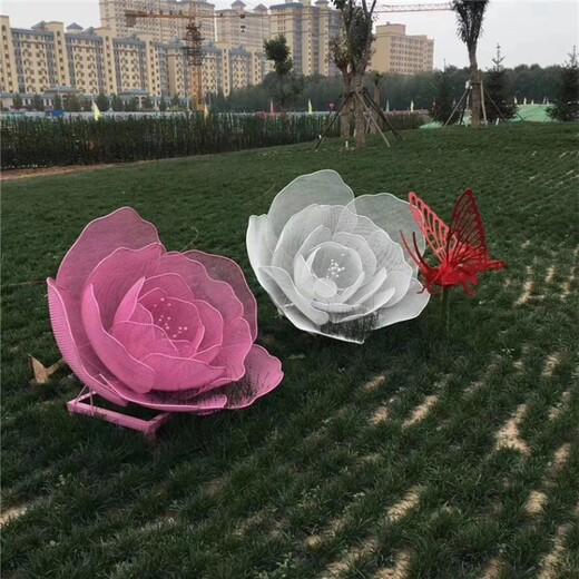 不銹鋼花朵雕塑，鏤空花朵雕塑加工廠家