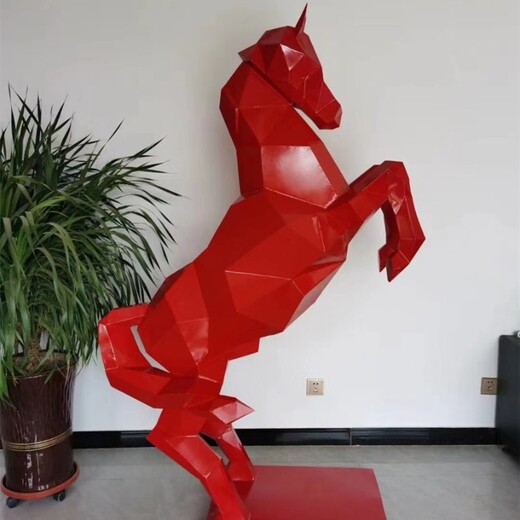 不銹鋼幾何馬雕塑，切面馬雕塑定制廠家