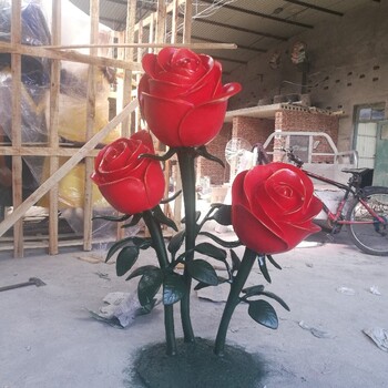 玻璃鋼玫瑰花雕塑制作廠家