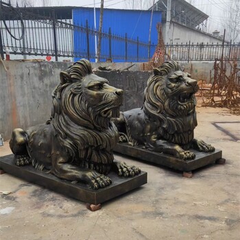 玻璃鋼仿銅獅子雕塑加工