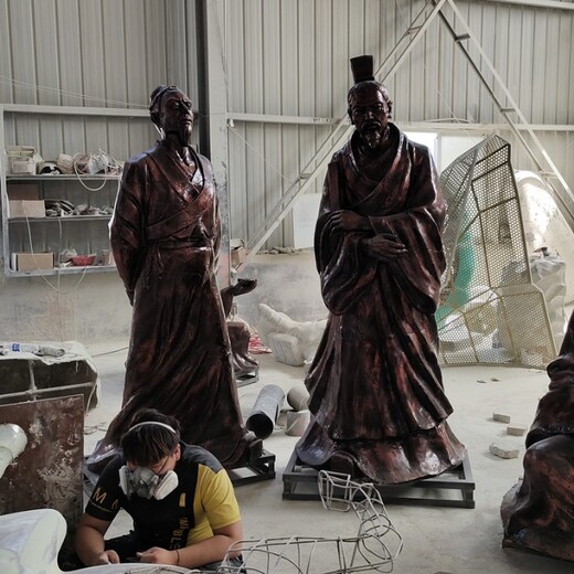 玻璃鋼竹林七賢雕塑，古代名人銅雕像制作廠家