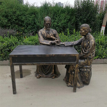 中醫(yī)主題人物雕像，老中醫(yī)號(hào)脈問(wèn)診雕塑