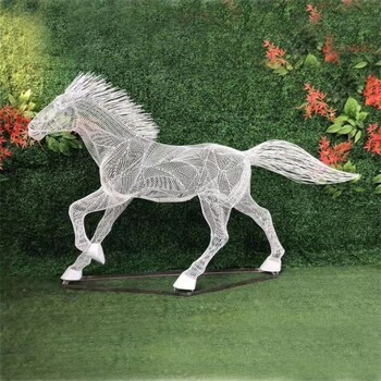 鋼絲編織馬雕塑，不銹鋼鏤空馬雕塑定制廠家