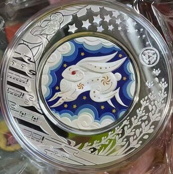 2023癸卯年上海造幣廠生肖兔銀盤，鑄造總1888枚