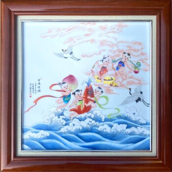 陶瓷重工大器《福壽雙絕大師瓷板畫》