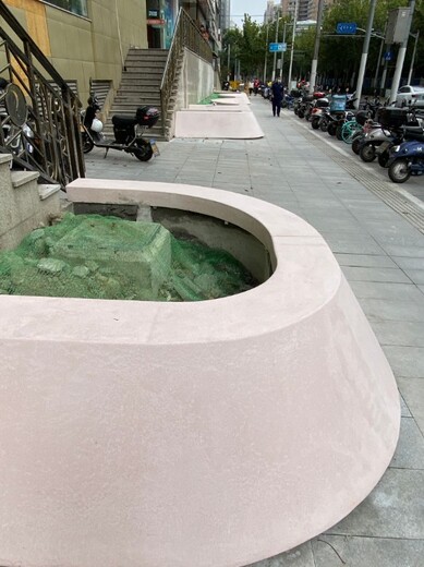 江苏苏州整体现浇水磨石异形树池围挡特色花坛坐凳