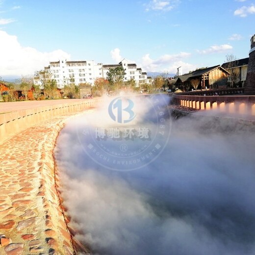 重庆河道岸边水雾造景/人工造雾/贴近自然，水与雾的升华