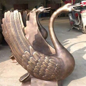 玻璃鋼噴水天鵝雕塑，仿銅天鵝雕塑