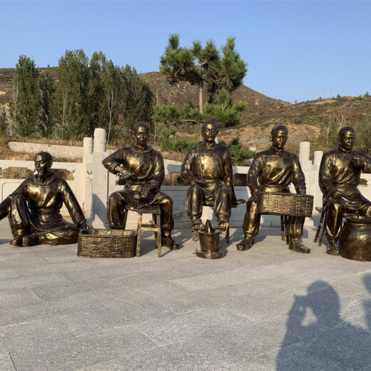 古代制藥工藝流程雕塑，中醫(yī)文化雕塑，制藥人物雕塑