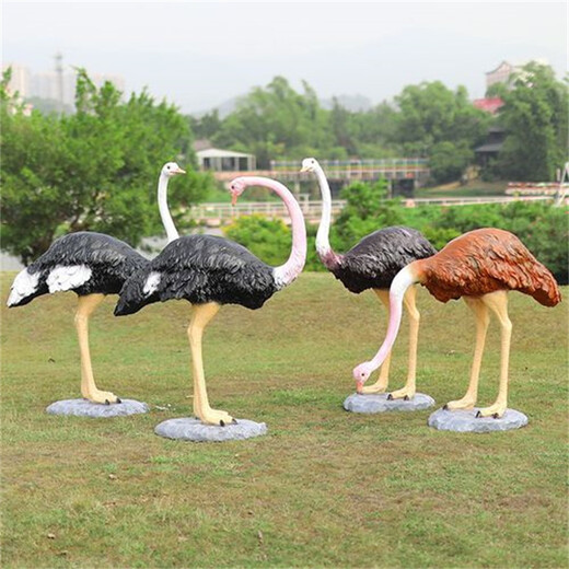 玻璃鋼鴕鳥雕塑，仿真鴕鳥造型雕塑