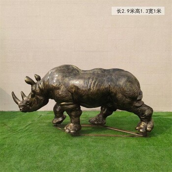 玻璃鋼仿真犀牛雕塑，動(dòng)物雕塑犀牛