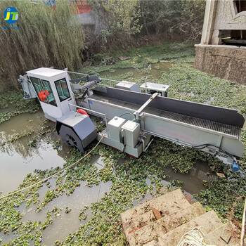 承德自动卸料水面垃圾打捞船多功能水草水浮莲收割机小型割草船