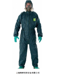 耐酸碱防护服、带帽连体防化服，绿色PVC防护服-B级化学防护服