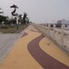滁州商业广场路面铺装鸡血红露骨料地坪胶粘石透水地坪