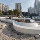 濰坊城市風(fēng)貌真石麗泰科石圓形樹(shù)池坐凳泰克石材料澆筑工藝