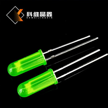 長膠體LED燈珠燈高13.5mm直經(jīng)5mm圓頭綠發(fā)綠