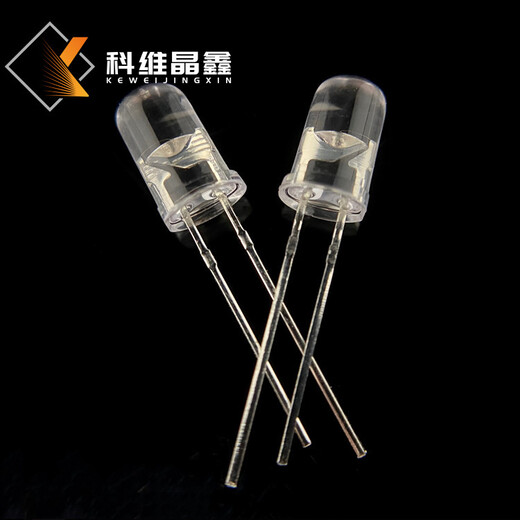 F5白發(fā)藍(lán)5mm藍(lán)燈圓頭短腳透明指示燈
