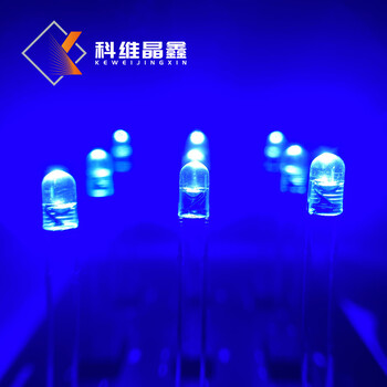 双色无极性LED灯珠F3mm透明白发蓝色波长460nm