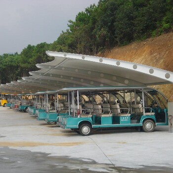 溧陽市公交車充電樁雨棚,園林景觀張拉膜安裝