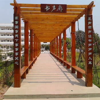 防腐木工程-防腐木平臺(tái)-景觀長(zhǎng)廊涼亭-隔柵護(hù)欄-石家莊早來(lái)防腐木