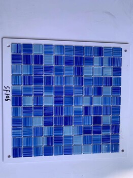 蓝色手绘玻璃马赛克批发厂家2525mm规格马赛克拼图