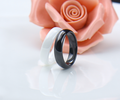 湯斯敦黑白氧化鋯陶瓷男女情侶對戒指環太空瓷韓版簡約時尚飾品