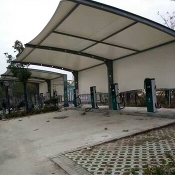 樂昌市汽車車棚膜結構,公交站臺張拉膜安裝
