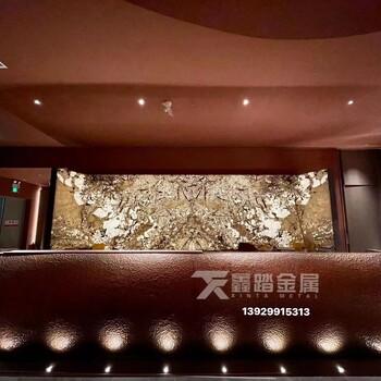 双曲弧形不锈钢吧台肌理纹表面不锈钢电镀玫瑰金酒店会所接待台