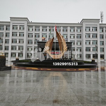 入口水景主題雕塑金色不銹鋼創(chuàng)意景觀羽翼雕塑象征美好
