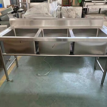 批發304加厚款不銹鋼水池水槽單雙三平臺水池家用商用洗碗洗菜