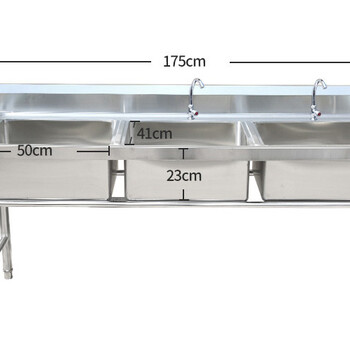 商用洗碗池洗菜盆304不锈钢双槽三槽水池单水槽带工作台平台饭店