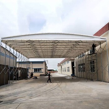 電動推拉雨蓬學(xué)校籃球場雨棚大跨度倉庫棚桂盛技術(shù)
