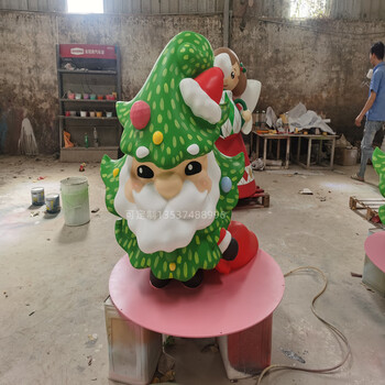 圣誕節(jié)主題擺件玻璃鋼圣誕老人雕塑節(jié)日吉祥物卡通模型