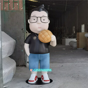 餐飲形象IP人物玻璃鋼菠蘿包卡通人物雕塑企業(yè)吉祥物公仔