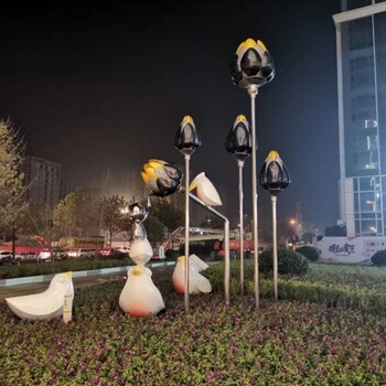 臺州城市景觀鷺鷥雕塑長腿白鷺不銹鋼雕塑綠化擺件